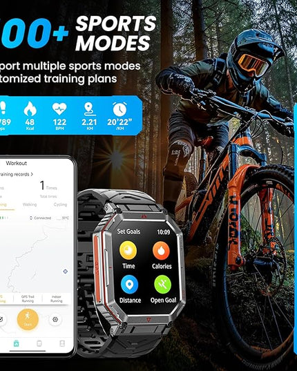 GPS Military Smart Watch for Men，GPT Voice Assistant，Smartwatch with LED Flashlight，2.01" HD Display Bluetooth Call，Fitness Tracke with Multiple Sports Modes，Compatible with Android & iOS