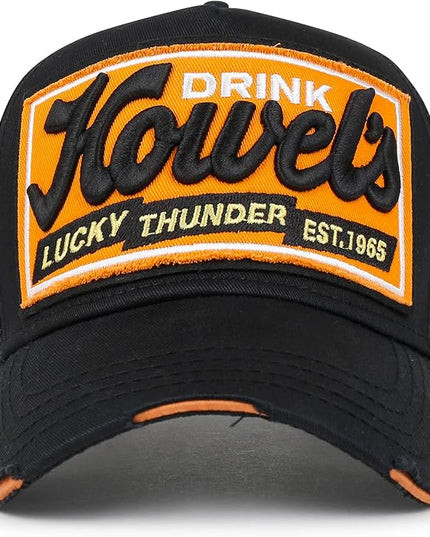 ililily Premium Howels Embroidery Vintage Baseball Cap Distressed Trucker Hat