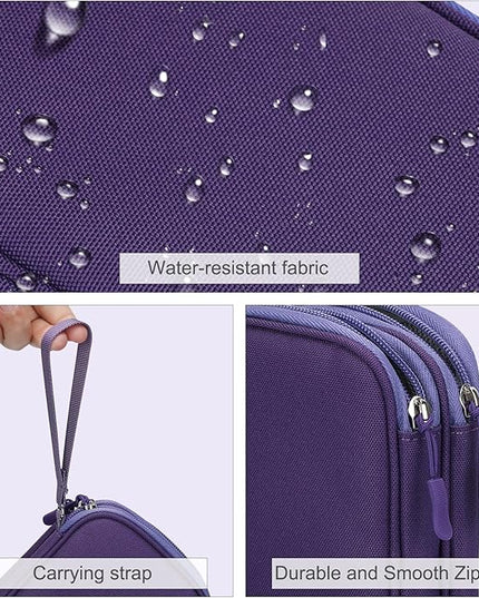 FYY Electronic Organizer, Travel Cable Organizer Bag Pouch Electronic Accessories Carry Case Portable Waterproof Double Layers Storage Bag for Cable, Charger, Phone, Earphone, Medium Size, Purple