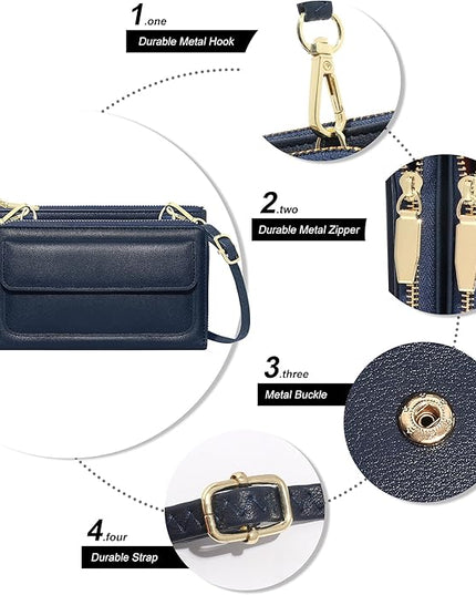KUKOO Small Crossbody Bag Cell Phone Purse Wallet with Credit Card Slots for Women