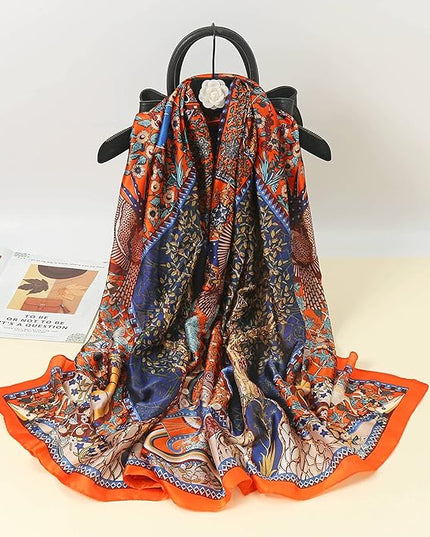 Fashion Scarves Scarf 100% Silk Feeling Scarf Silk Like Scarves Long Lightweight Sunscreen Shawls for Women