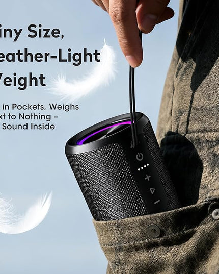 Portable Bluetooth Speaker - IPX7 Waterproof Dustproof, 15W Loud Bass Stereo, 2600mAh Playtime, BT5.3 & TWS Light,Home/Party/Outdoor/Bea