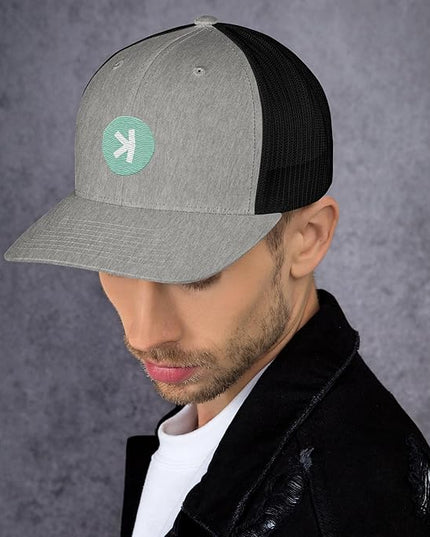 KASPA Crypto Logo Trucker Cap, Heather/ Black, Talla Única