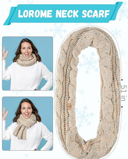 Winter Beanie Hat Scarf Gloves, Warm Fleece Knit Hats Touch Screen Gloves Neck Scarf Set Winter Gifts for Unisex Adult