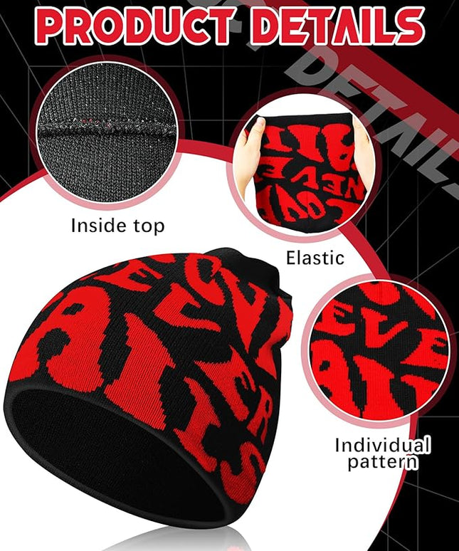 Toulite 12 Pieces Y2K Spider Web Beanie Gothic Graphic Beanies Outdoor Winter Warm Knitted Hat for Men Women