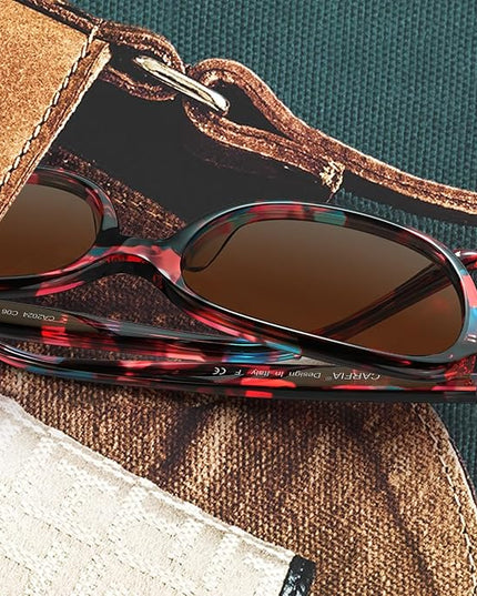 CARFIA Acetate Oversized Square Polarized Sunglasses for Women UV Protection Retro Trendy Big Shades