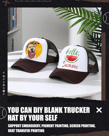 10 Pcs Sublimation Blank Trucker Hats Bulk Mesh Baseball Cap Polyester Mesh Trucker Hat for Men and Women