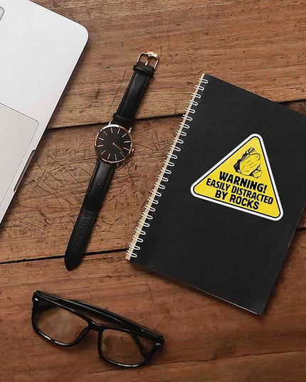 Easily Distracted by Rocks Sticker for Hydroflask Water Bottle - Funny Geology Quote Laptop Decal - Cute Nature Gift for Hikers
