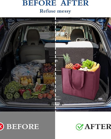 WISELIFE Reusable Grocery Shopping Bags 10 Pack Large Foldable Tote Bags Bulk,Eco Produce Bags with Long Handle for Shopping Groceries Clothes(5 Assorted Colors)