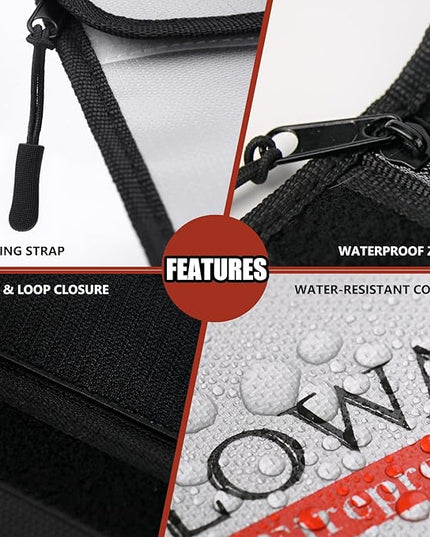 ROLOWAY Fireproof Bag (9.6 x 6.6 inches) 5200℉ Heat Insulated, Fireproof Money Bag with Zipper for Cash (2-Pack)