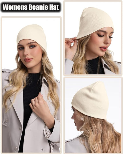 choshion 100% Cotton Beanie Hat, Cuffless Beanies Warm Knit Winter Skull Cap, Unisex Soft Fisherman Hats for Women Men