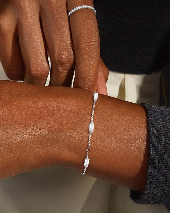 FUNEIA Dainty Silver Gold Bracelets for Women Trendy Non Tarnish 14K Gold Plated Waterproof Diamond Bracelets Cute Stackable Heart Butterfly Clover Cross Evil Eye Charm Bracelet Stack Jewelry Gifts