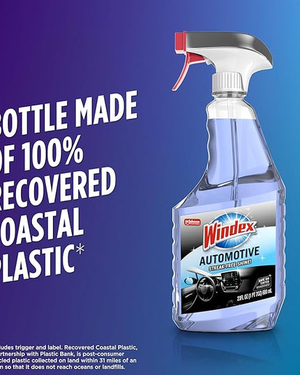 Windex Automotive Car Window and Glass Cleaner, Streak-Free Shine for Car Glass Exteriors, Tinted Windows, and Interior Electronics, 23 fl oz