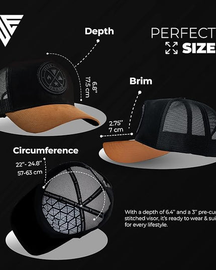 Urban Effort Mesh Back Cap - for Men and Women Baseball Hat 5-Panel Trucker Hat - Great Snapback Closure for Hunting & Hiking