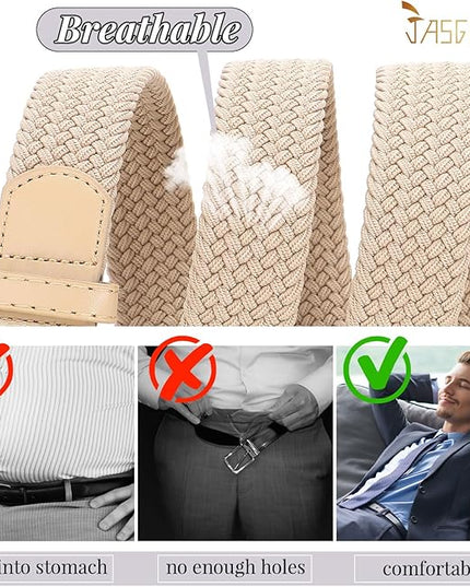 JASGOOD Women Men Braided Woven Elastic Stretch Belt Golf Canvas Casual Belt for Jeans Pants