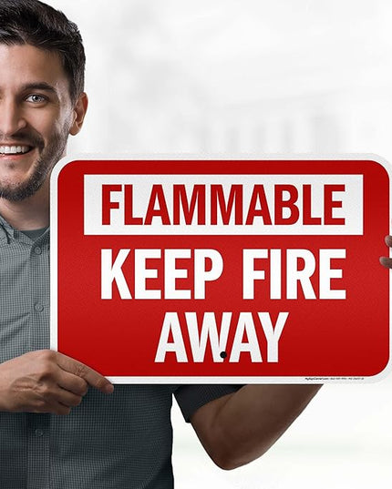 Flammable Keep Fire Away Sign, 12x18 Inches, 3M EGP Reflective .063 Aluminum, Fade Resistant, Made in USA by My Sign Center