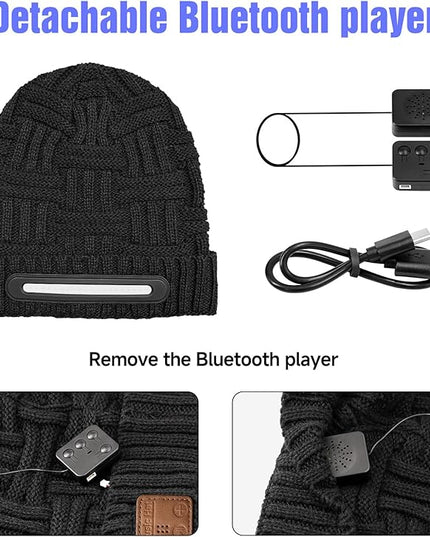 LED Beanie Hat with Bluetooth-Tech Gifts for Men and Women, Wireless Hat Beanie Cap Headlamp Music hat