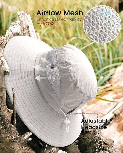FURTALK Womens Sun Hat with Ponytail Hole Beach Hiking Summer Wide Brim UPF 80+ Outdoor Protection Foldable Bucket Hat
