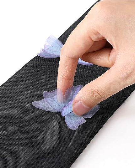 BABEYOND Lace Gloves for Women - Princess Gloves Long Stretchy Butterflies Mesh Tulle Sheer for Costume Tea Party