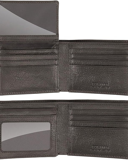 BOTANNER Mens Leather Flip ID Wallet RFID Blocking, 8 Credit Card Slots, 2 ID Window, 2 Sections for Bills, 3 Hidden Pockets | Black