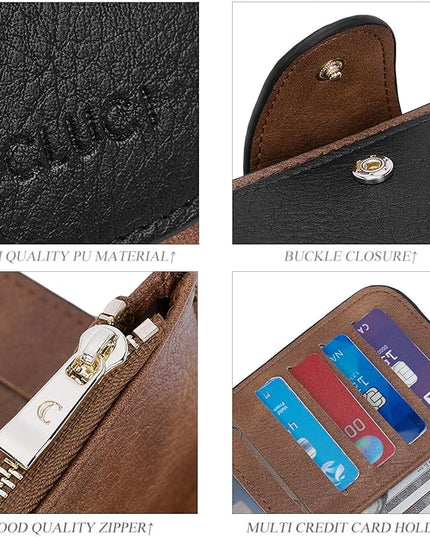 CLUCI Wallet For Women PU Leather RFID Blocking Womens Wallet Bifold Card Holder with ID Window Gifts for Women Birthday | RFID Blocking, Designer, Trifold, Card Holder, ID Window