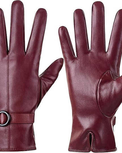 Dsane Womens Winter Leather Gloves Touchscreen Texting Warm Driving Lambskin Gloves for Christmas Gifts