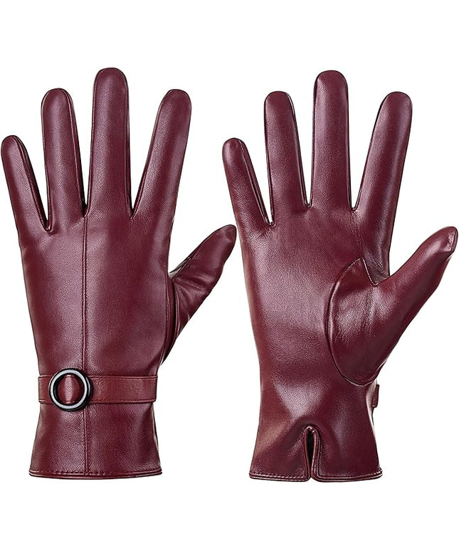 Dsane Womens Winter Leather Gloves Touchscreen Texting Warm Driving Lambskin Gloves for Christmas Gifts