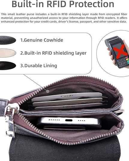Iswee Leather Crossbody Bags for Women RFID Blocking Cell Phone Purse Small Anti-Theft Zippered with Card slots