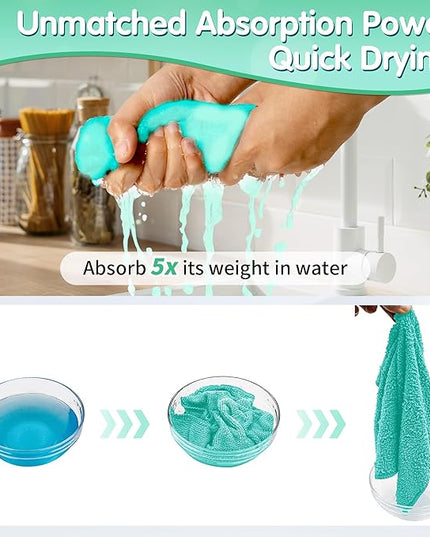 FIXSMITH Turquoise Microfiber Cleaning Cloth -Pack of 8, Highly Absorbent Cleaning Rags, 16"X12" All Purpose Cleaning Towels for Housekeeping, Kitchen, Car, Lint Free and Reusable Microfiber Towels