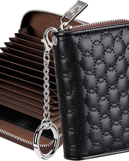 FurArt Zipper Wallet Women, RFID Blocking Credit Card Wallet, Business Card Holder, Compact Size KeyChain Wallet
