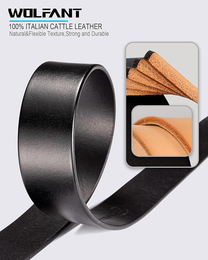 WOLFANT 1.5" Full Grain Leather Belt for Men in Gift Box,100% Italian Real Solid Leather