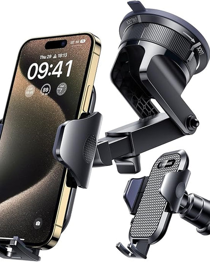 [2026 True Military-Grade] Car Phone Holder VANMASS [Upgraded Strongest Suction & Clip] Cell Phone Mount for Dashboard Windshield Vent Wall,Truck Cradle Stand for iPhone 17 Pro Max 16 15 14 13 Android