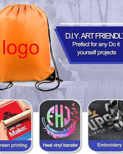 BeeGreen Drawstring Backpack Bags 20,30,50 Packs Reflective String Bags for Gym Sport Trip Cinch Sack DIY for Women Men