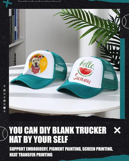 10 Pcs Sublimation Blank Trucker Hats Bulk Mesh Baseball Cap Polyester Mesh Trucker Hat for Men and Women