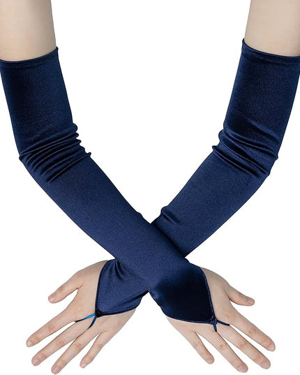 BABEYOND Long Opera Party 20s Satin Gloves Stretchy Adult Size Elbow Length