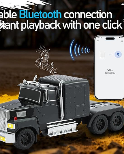 American Truck Bluetooth Speaker with HD Sound, TWS Pairing, LED Party Light, Operation Panel, Built-in Mic, Portable Car Model Speaker for Parties, Beach, Outdoor Activities (Black)
