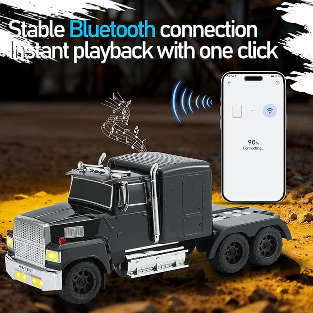 American Truck Bluetooth Speaker with HD Sound, TWS Pairing, LED Party Light, Operation Panel, Built-in Mic, Portable Car Model Speaker for Parties, Beach, Outdoor Activities (Black)