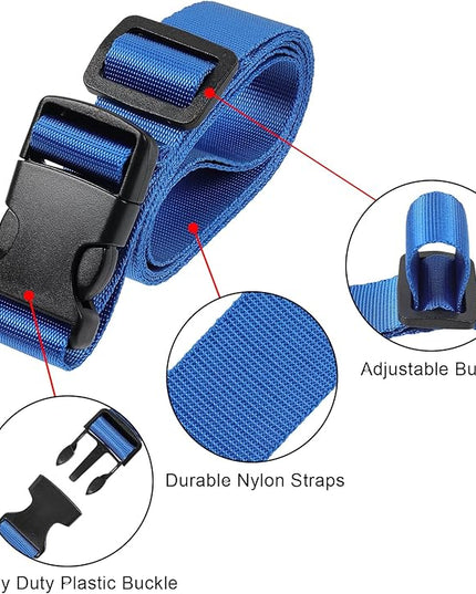 Vigorport Utility Straps Quick Release Nylon Backpack Accessory Bag Strap,Adjustable for Hiking,Travel,Outdoor Sports-4 Pack (Blue, 1" W-48 L)