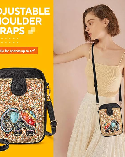 Women's Small Crossbody Cell Phone Bag, Boho Colorful Beaded Purse Wallet with Handmade Cute Patterns