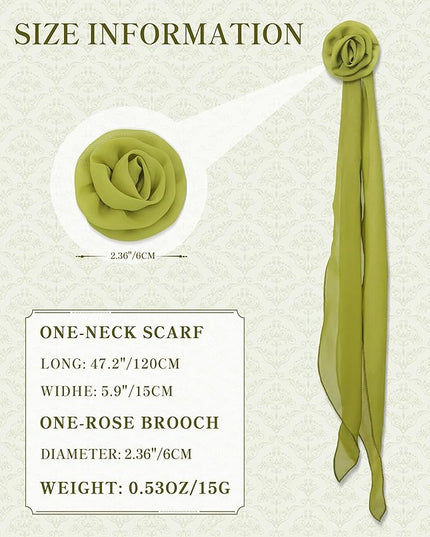 Chiffon Scarf for Women, Removable Flower Neck Scarf Light Soft Fashion Rose Scarves Versatile Headband or Hair Band