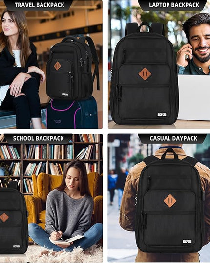 Classic Backpack for Men Women, School Backpack for Girls Boy Teens,17.3 Inch Laptop Bookbag with USB Charger for College High School Work Business Computer Book Bag,mochilas para hombres,Black