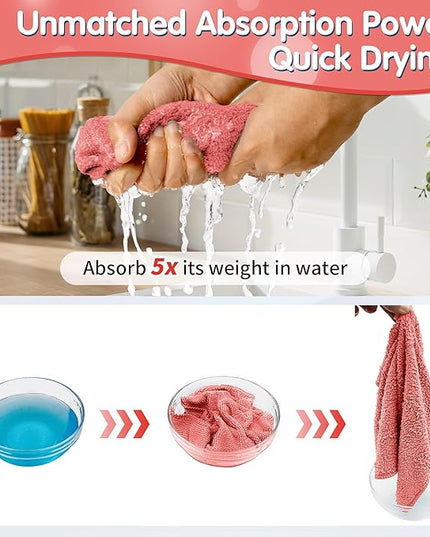 FIXSMITH Red Microfiber Cleaning Cloth -Pack of 8, Highly Absorbent Cleaning Rags, 16"X12" All Purpose Cleaning Towels for Housekeeping, Kitchen, Car, Lint Free and Reusable Microfiber Towels
