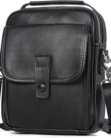 Augus Leather Small Messenger Bag For Men Crossbody Handbag Shoulder Sling Travel Bags for Men Purse Daypack Magnetic Buckle