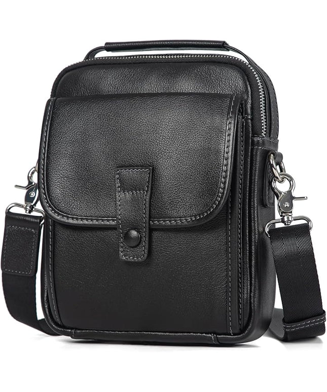 Augus Leather Small Messenger Bag For Men Crossbody Handbag Shoulder Sling Travel Bags for Men Purse Daypack Magnetic Buckle