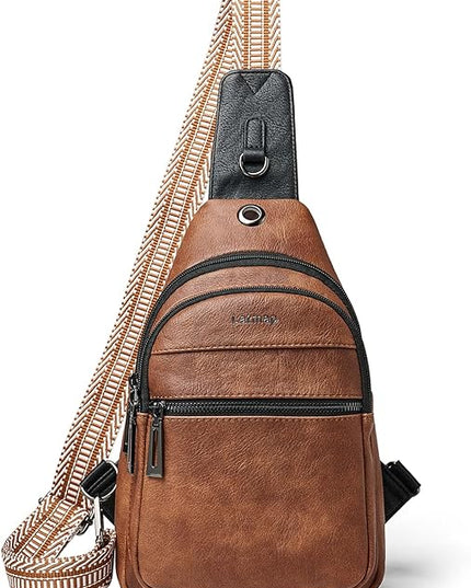 Sling Bag For Women Faux Leather Small Casual Daypack Backpack Fanny Pack Crossbody Chest Bags Purse