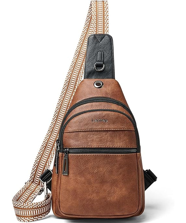 Sling Bag For Women Faux Leather Small Casual Daypack Backpack Fanny Pack Crossbody Chest Bags Purse