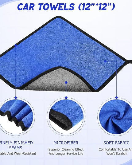16 Pcs Windshield Cleaner Tool, Car Cleaning Kit with Various Detailing Brushes Set Spray Bottle Cleaner Towel Cleaning Gel Accessories Car Interior Detailing Kit for Windows Vents(Blue)
