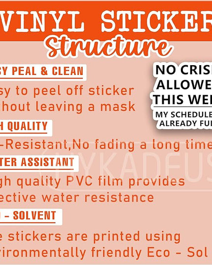 (3Pcs) No Crisis Allowed This Week My Schedule is Already Full Stickers Funny Office Humor Sarcastic Work Quote Vinyl Decals for Laptop, Water Bottle, Desk, Planner, 3" x 2.6"