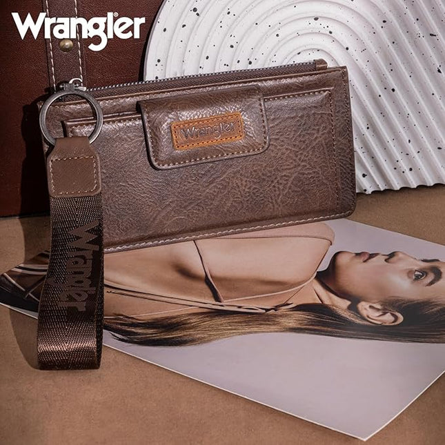Montana West X Wrangler Minimalist Wallet Women Card Cases & Money Organizers Wristlet with Wallet Large Clutch with Coin Purse Smooth Zipper and Rfid Lining