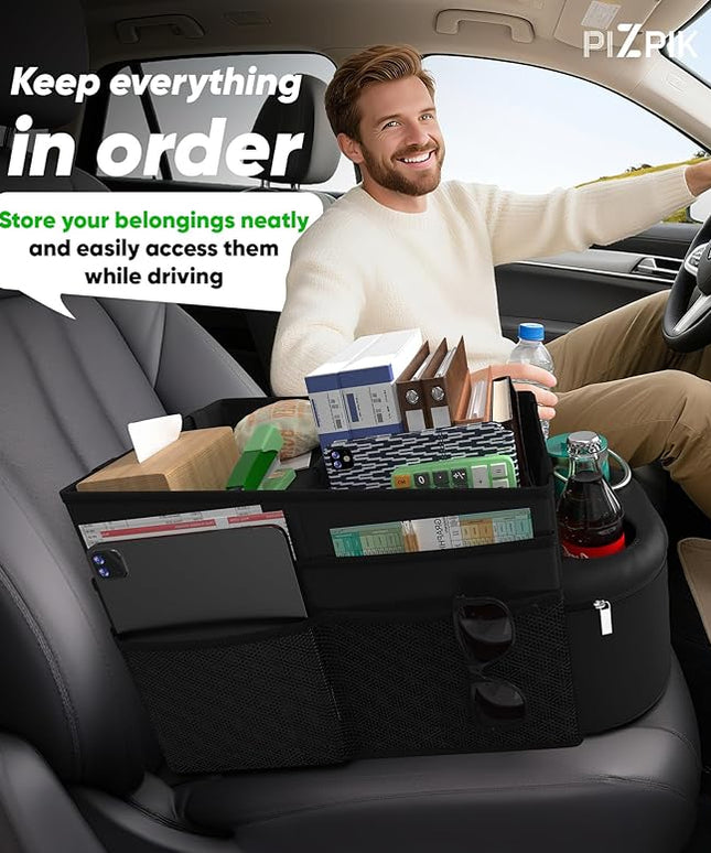 Large Car Seat Organizer with Removable Cooler Bag for the Front or Back Seat for Kids and Adults.Versatile for Use in Multiple Scenarios.